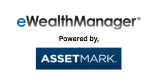 EWealthManager logo with “Powered by” above a blue ASSETMARK logo