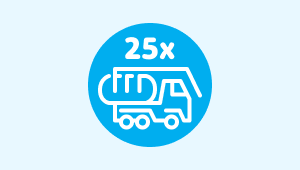 Blue circle with a truck icon and 