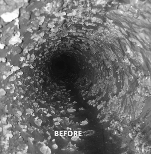 Dirty clogged pipe