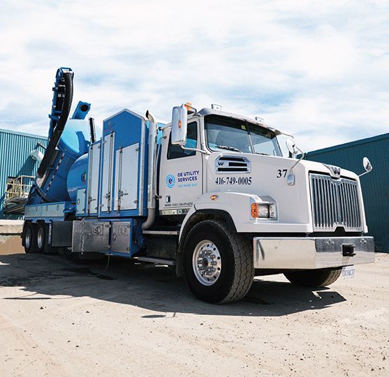 Front view of a hydrovac truck