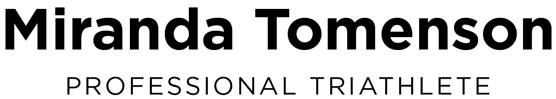 Miranda Tomenson, professional triathlete, black text on white background.