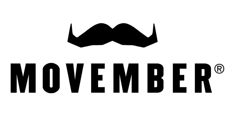 Black mustache above the word 
