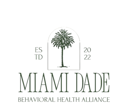 Miami Dade Behavioral Health Alliance logo with a palm tree, green text, and