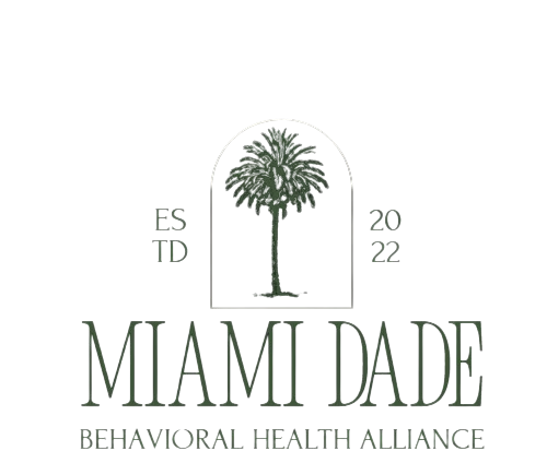 Miami Dade Behavioral Health Alliance logo with a palm tree, green text, and 
