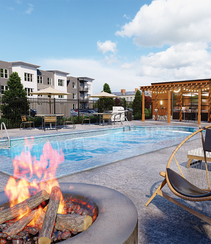 Image of pool and fire pit