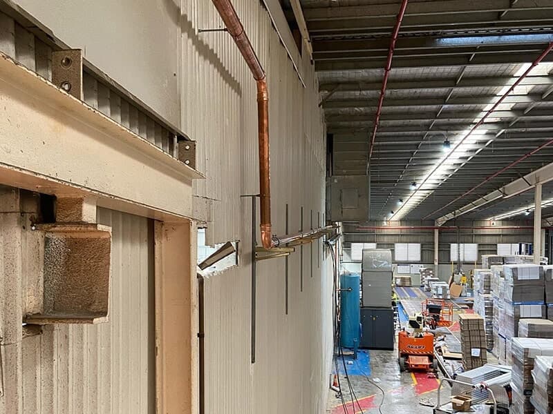 Copper Pipeline in Warehouse — Rossi Plumbing in Gold Coast, QLD