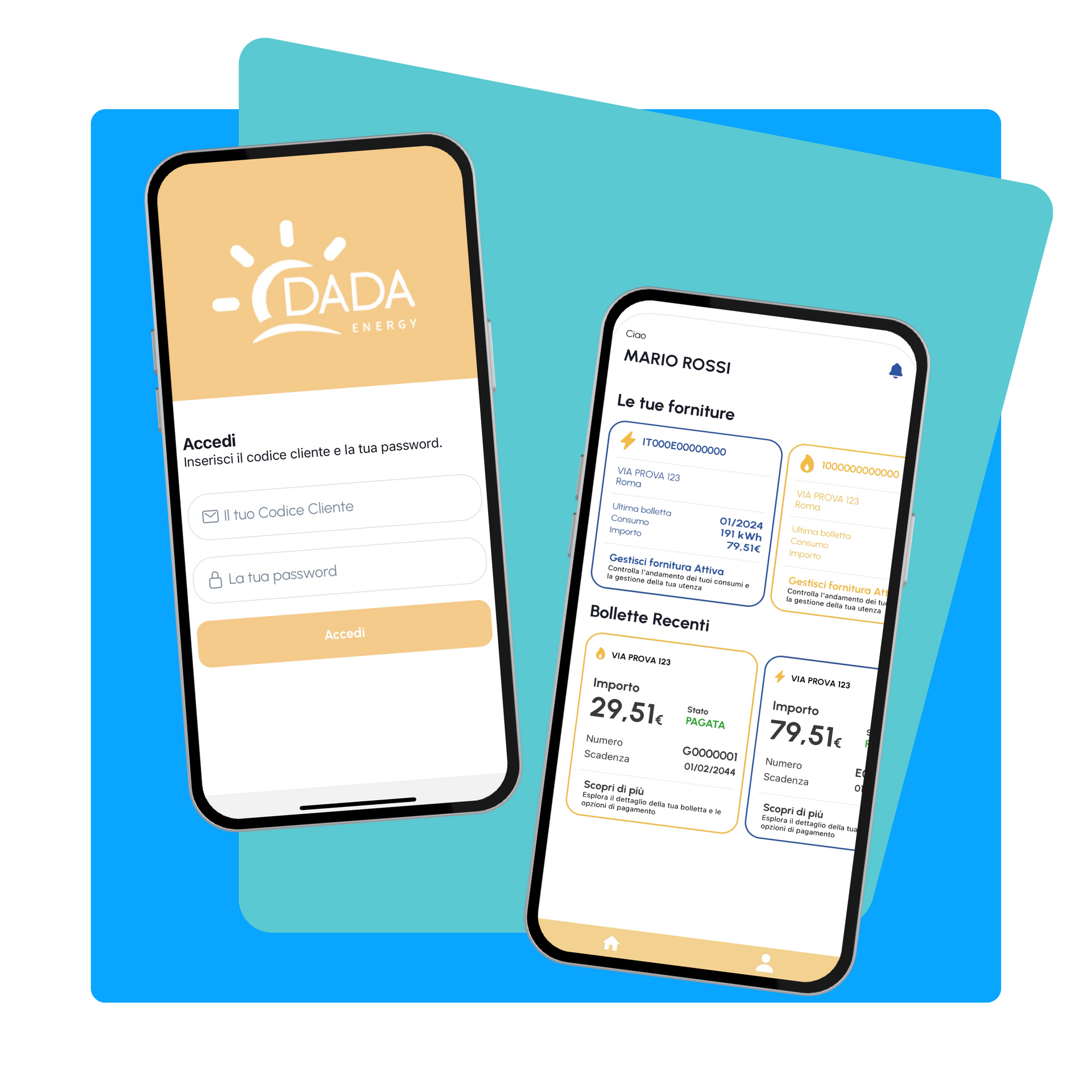 Tutta la tua energia in un click. Gestisci tutto dallo smartphone. App DADA ENERGY: monitoraggio consumi live e gestione bollette su smartphone