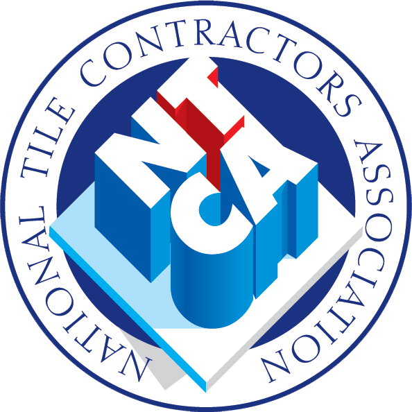 National Tile Contractors Association circular logo in blue and white with red accents