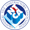 National Tile Contractors Association circular logo in blue and white with red accents