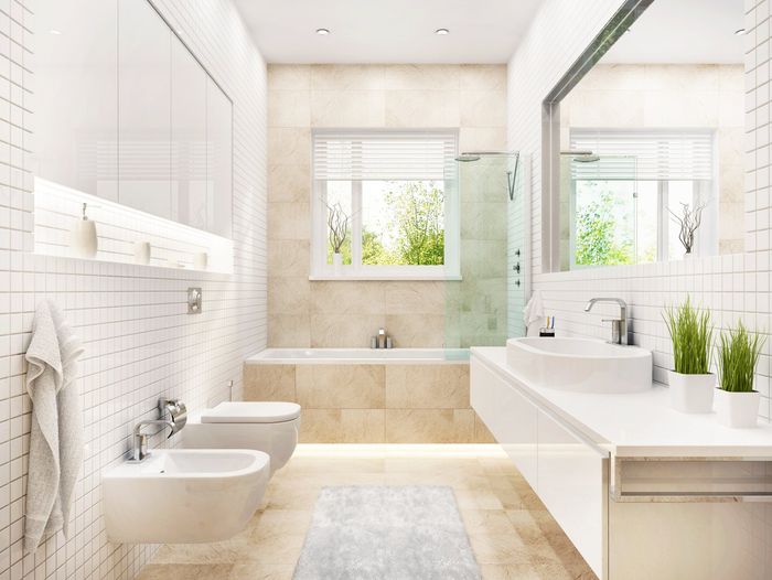 CONTEMPORARY WHITE AND CREAM BATHROOM