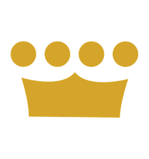 Gold crown with four circles on top.