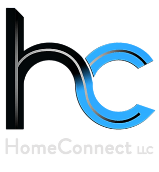 Logo of HomeConnect LLC: intertwined black and blue letters