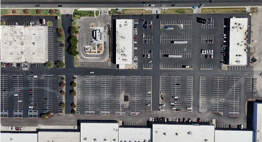Finished asphalt overlay on a commercial parking lot in San Antonio