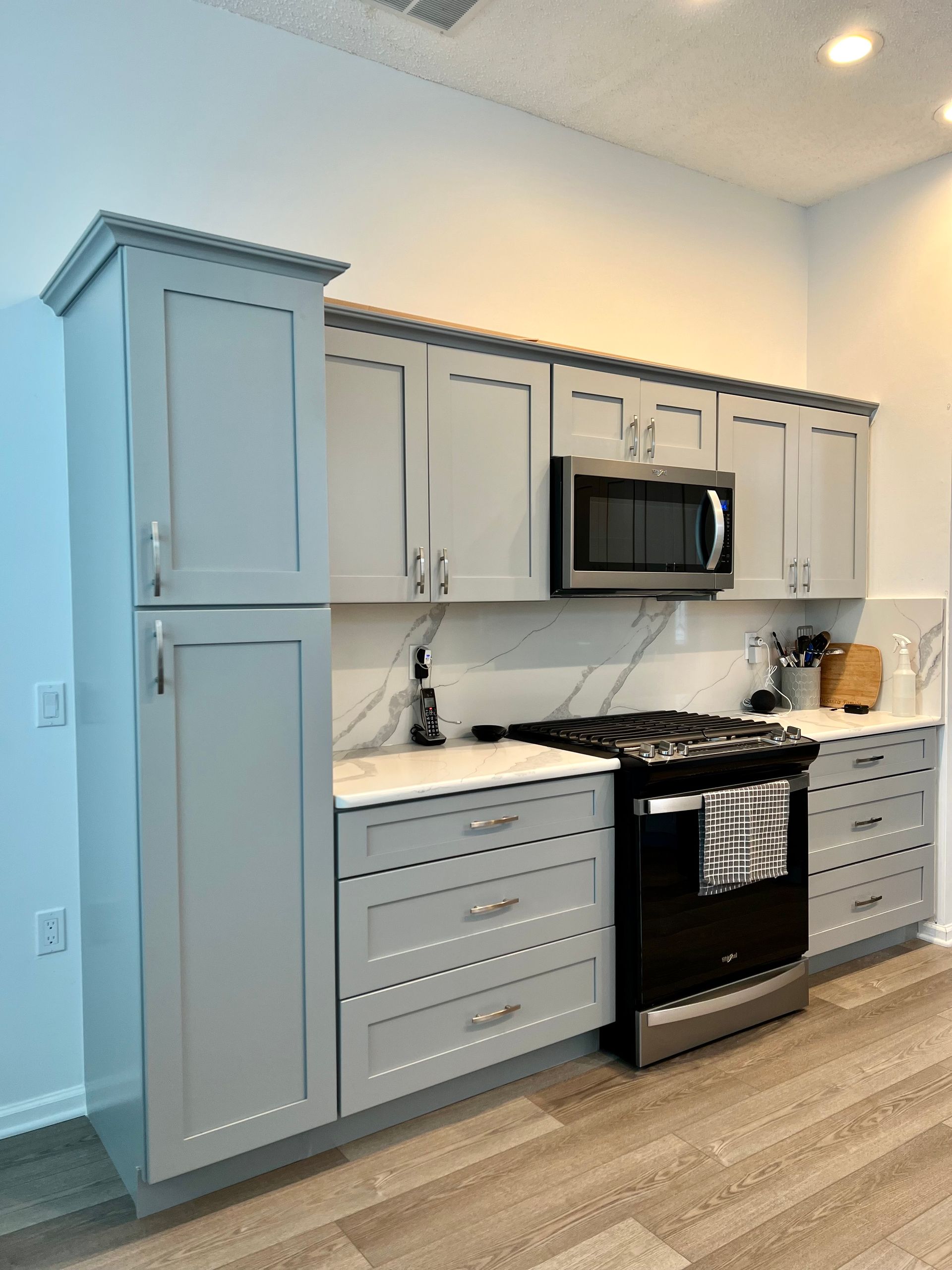 Lait Grey Shaker Kitchen Remodel in Monroe, NJ by Strong Granite & Cabinets project photo 4