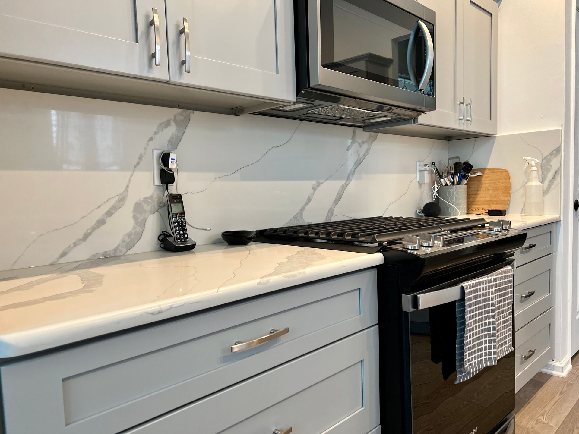 Lait Grey Shaker Kitchen Remodel in Monroe, NJ by Strong Granite & Cabinets project photo 2