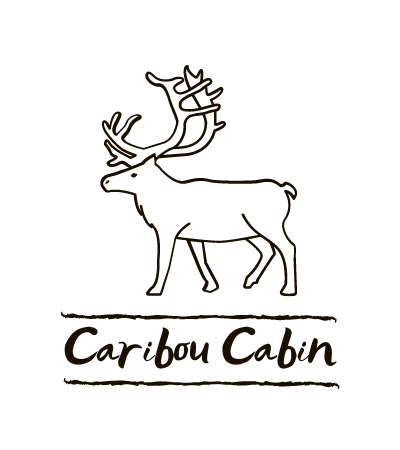 Caribou Cabin logo with a line-drawn caribou above the name in black lettering