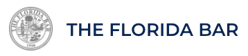 A logo for the florida bar with a seal on it