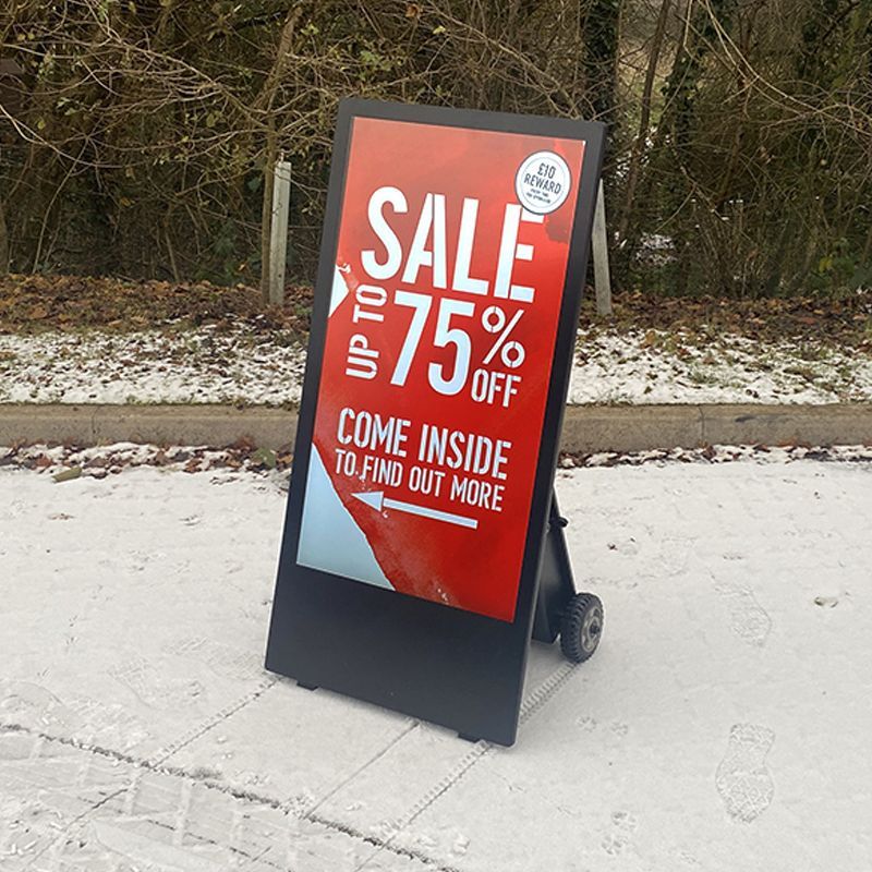 A sign that says sale up to 75 % off