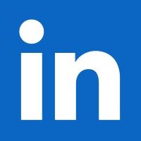 The linkedin logo is white on a blue background.