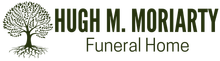 High M. Moriarty Funeral Home logo with tree icon in black and green text