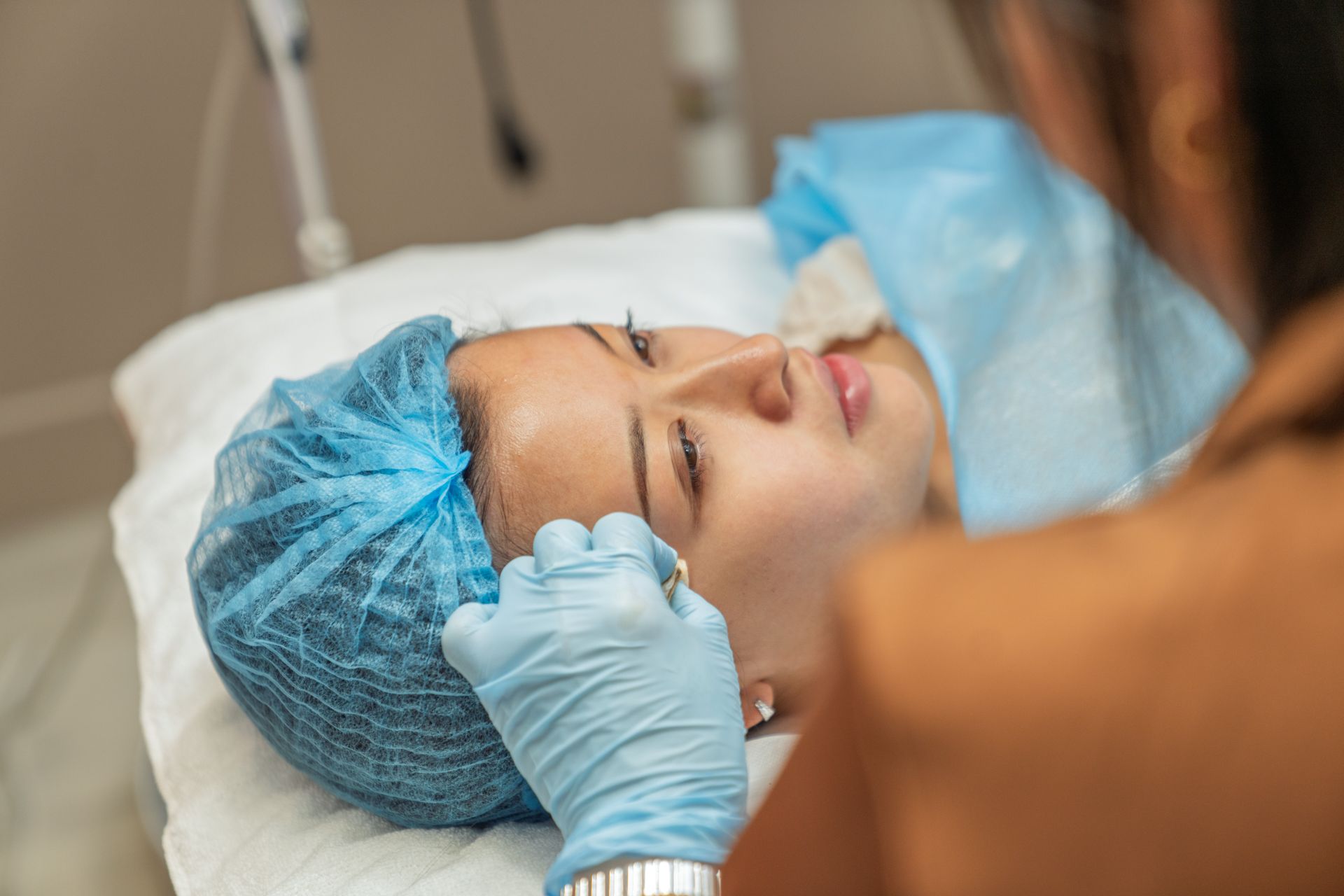 Relaxing facial skincare treatment at professional beauty and wellness spa