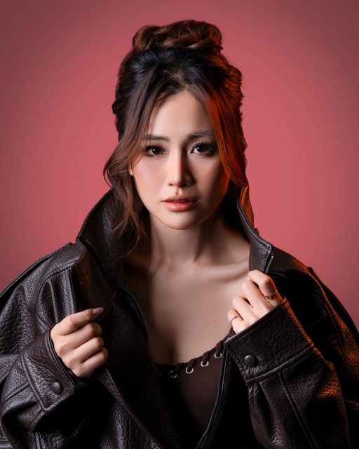 Professional fashion portrait photography in Orange County featuring a stylish studio-lit editorial look