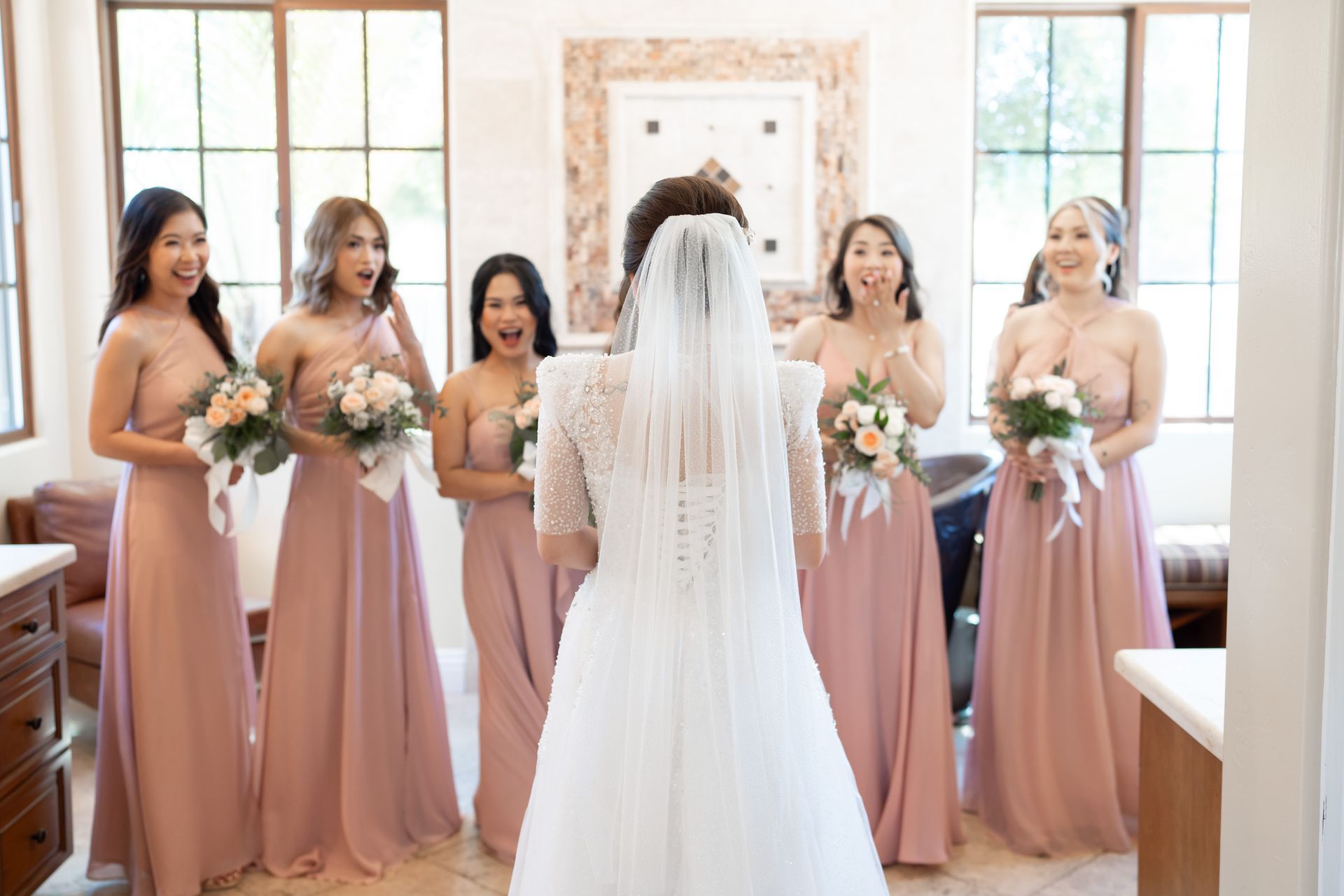 Garden Grove wedding photo of a bride and her bride's made