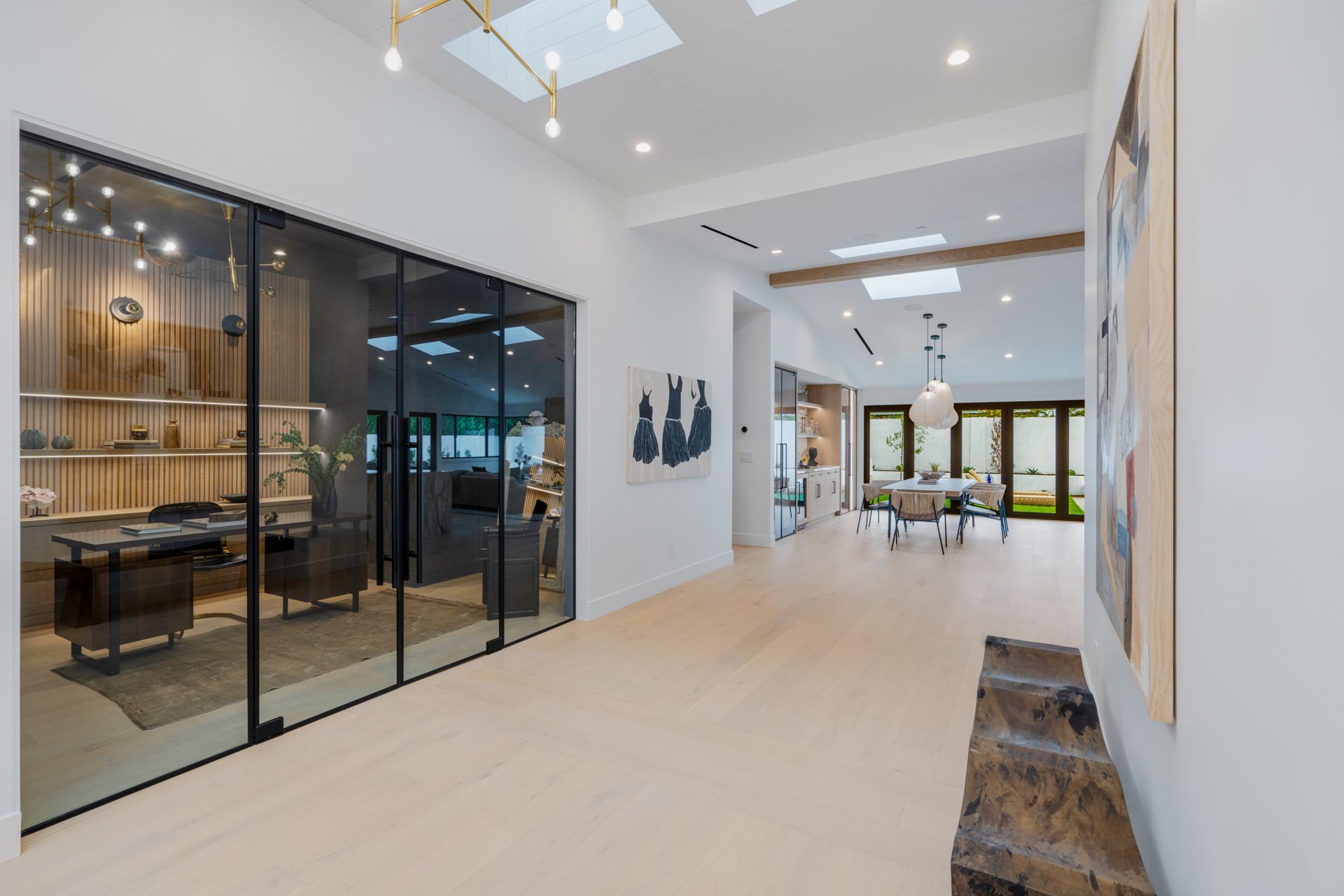 Modern luxury home interior with open hallway and contemporary architectural design