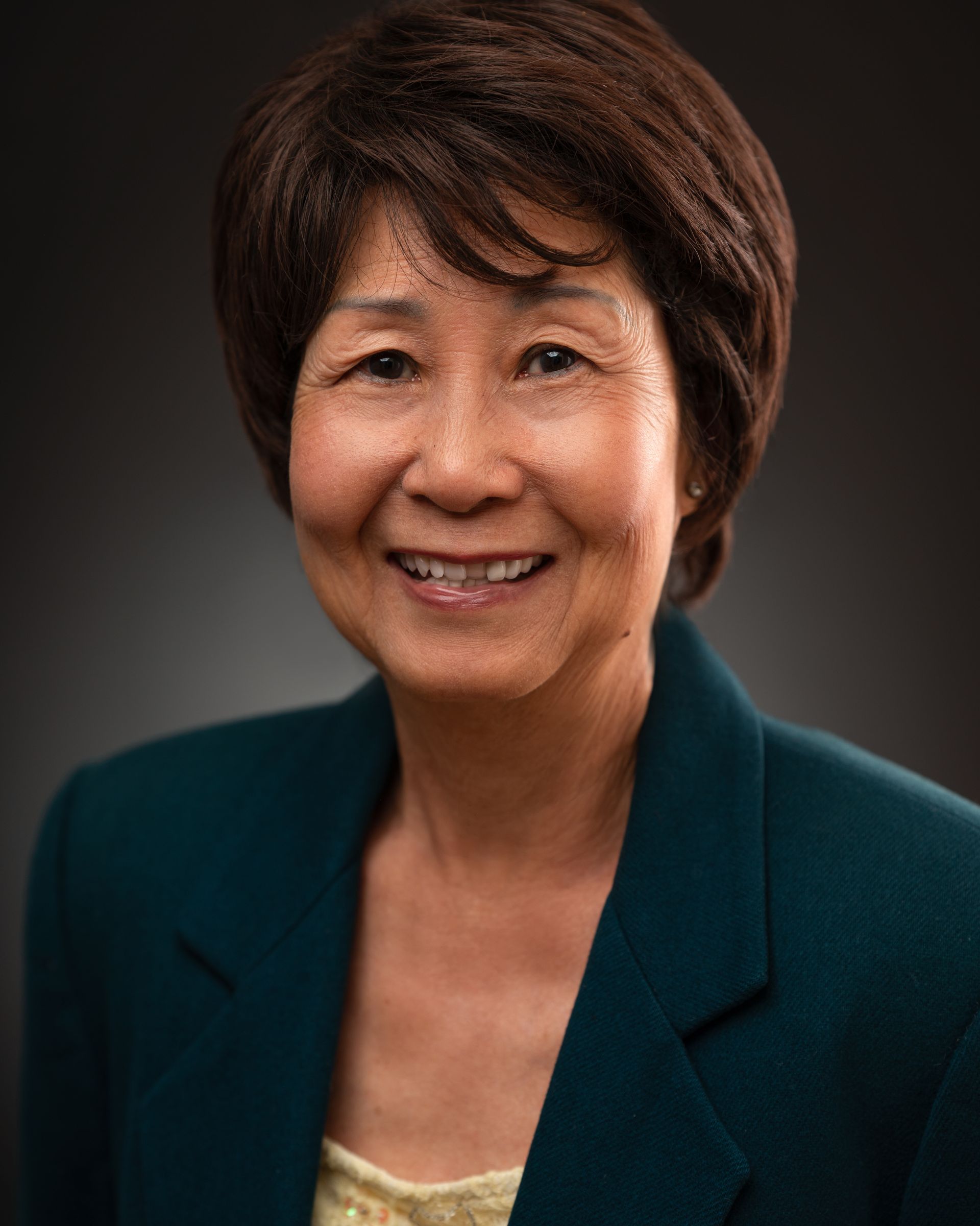 A portrait of a senior woman