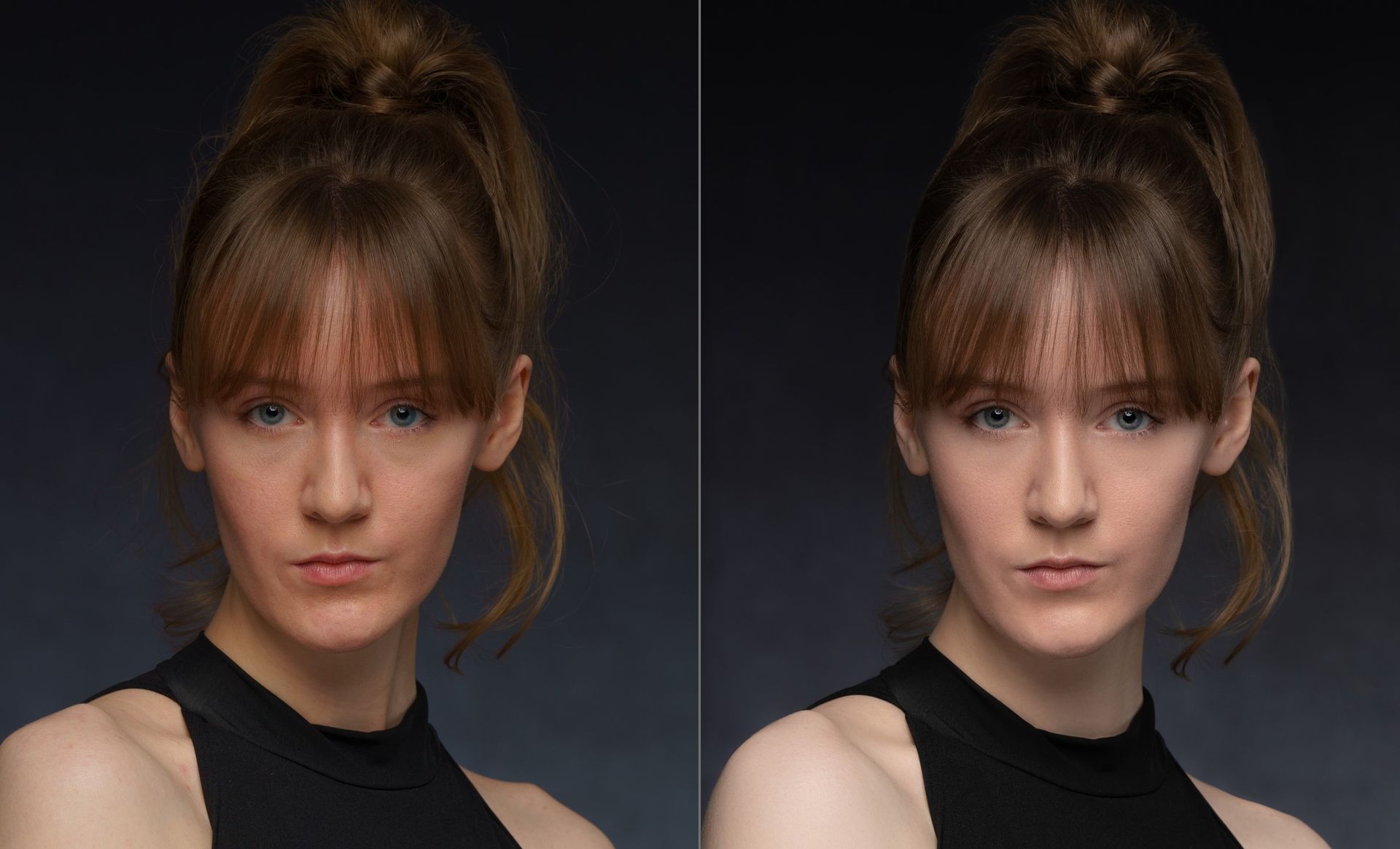 Before and After photo of a female model.