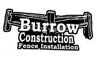 Logo for "Burrow Construction" with a fence illustration; text says "Fence Installation".