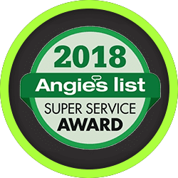 A green and white circle with the words `` angie 's list super service award '' on it.
