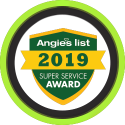 The logo for angie 's list 2019 super service award
