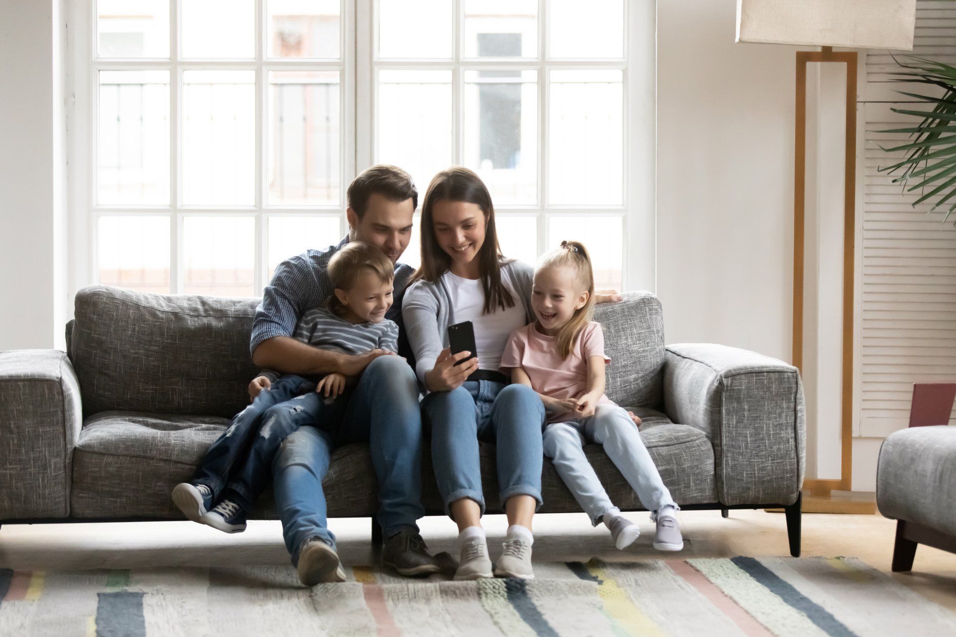 Family together at home