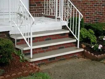 White Railings and Brick Steps in Buffalo, NY