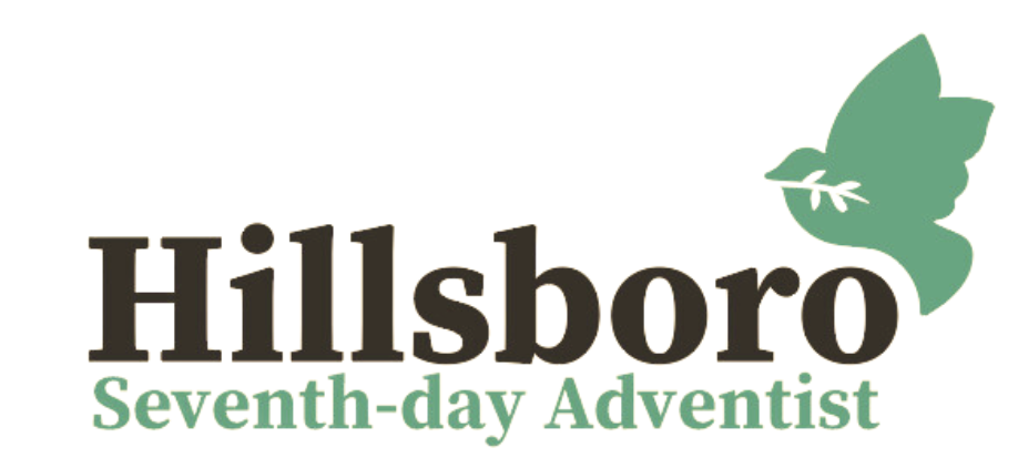 Hillsboro Seventh-day Adventist logo: brown text with a green dove carrying a leaf, on a white background.