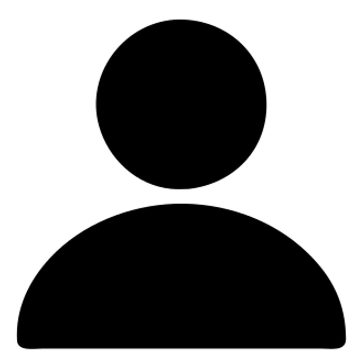 A silhouette of a person with a circle in the middle of their head.
