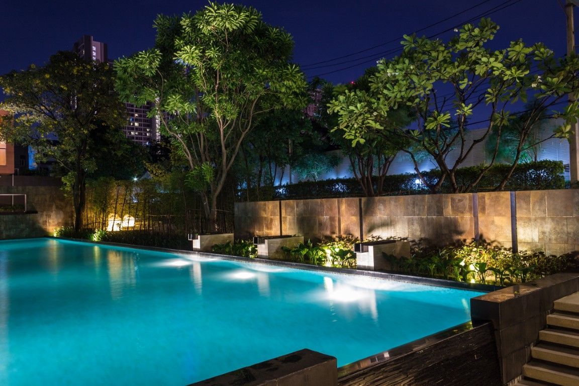 Swimming pool at night