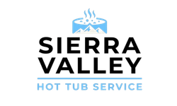 Sierra Valley Hot Tub Service logo with blue hot tub icon and bold black text on white background