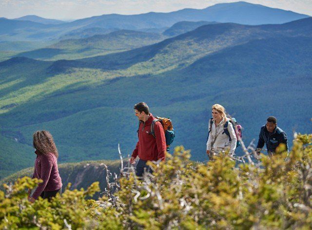 Group hiking in the moutains