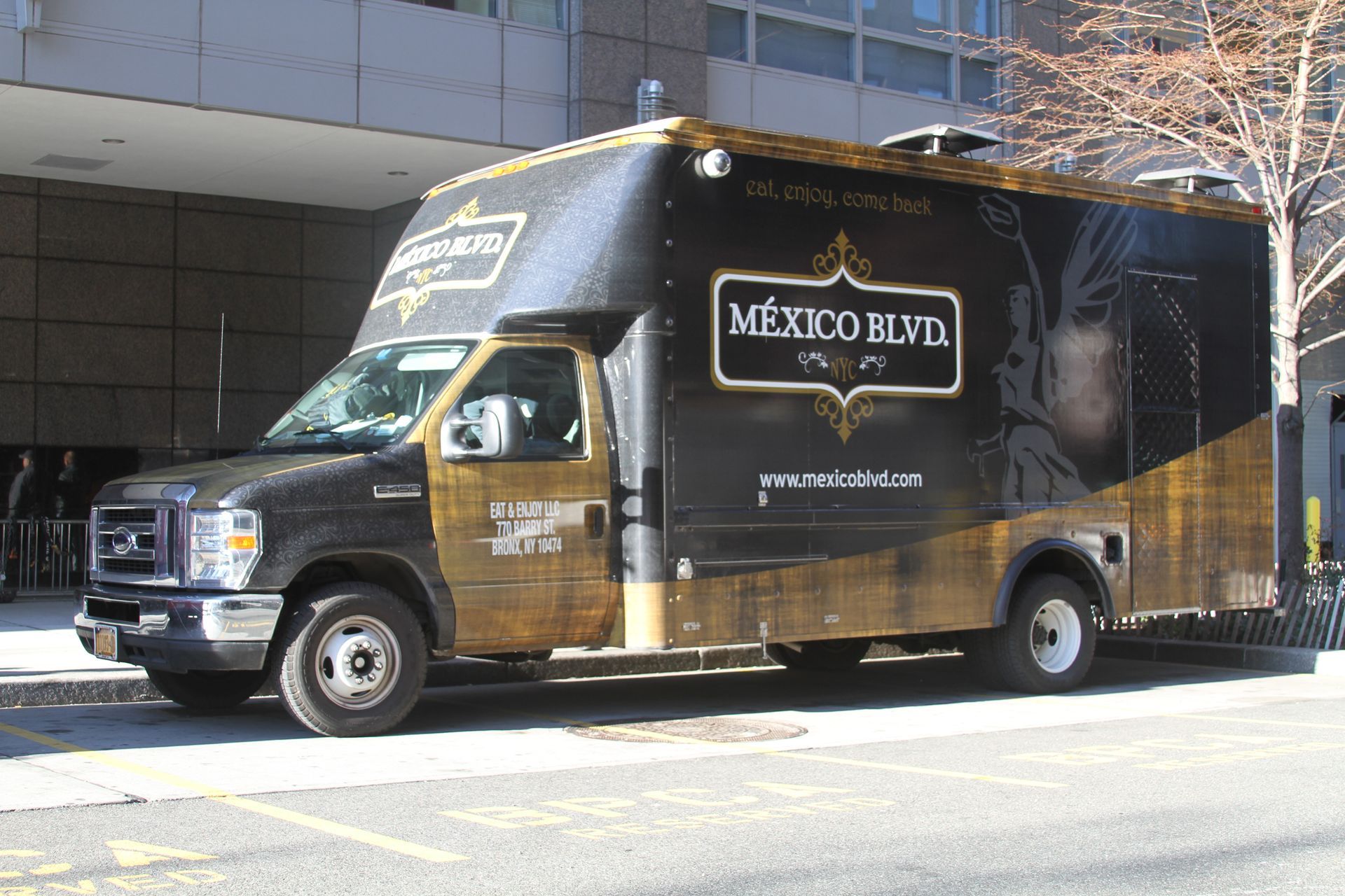 A mexico blvd truck is parked on the side of the road