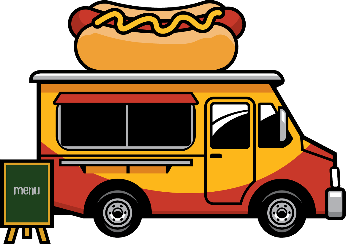 A food truck with a hot dog on top of it.