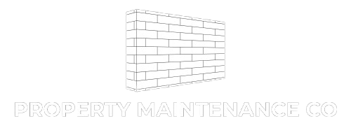 Property Maintenance Co logo with a white brick wall graphic