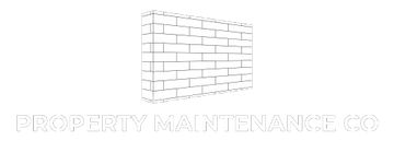 Property Maintenance Co logo with a white brick wall graphic