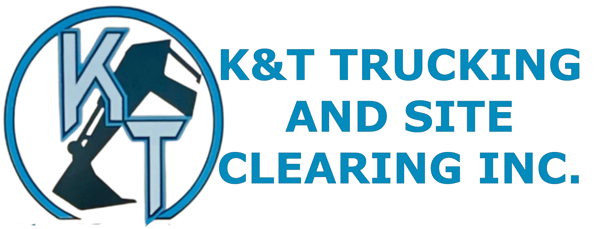 Logo for K&T Trucking and Site Clearing Inc. featuring a circular emblem with the letters 