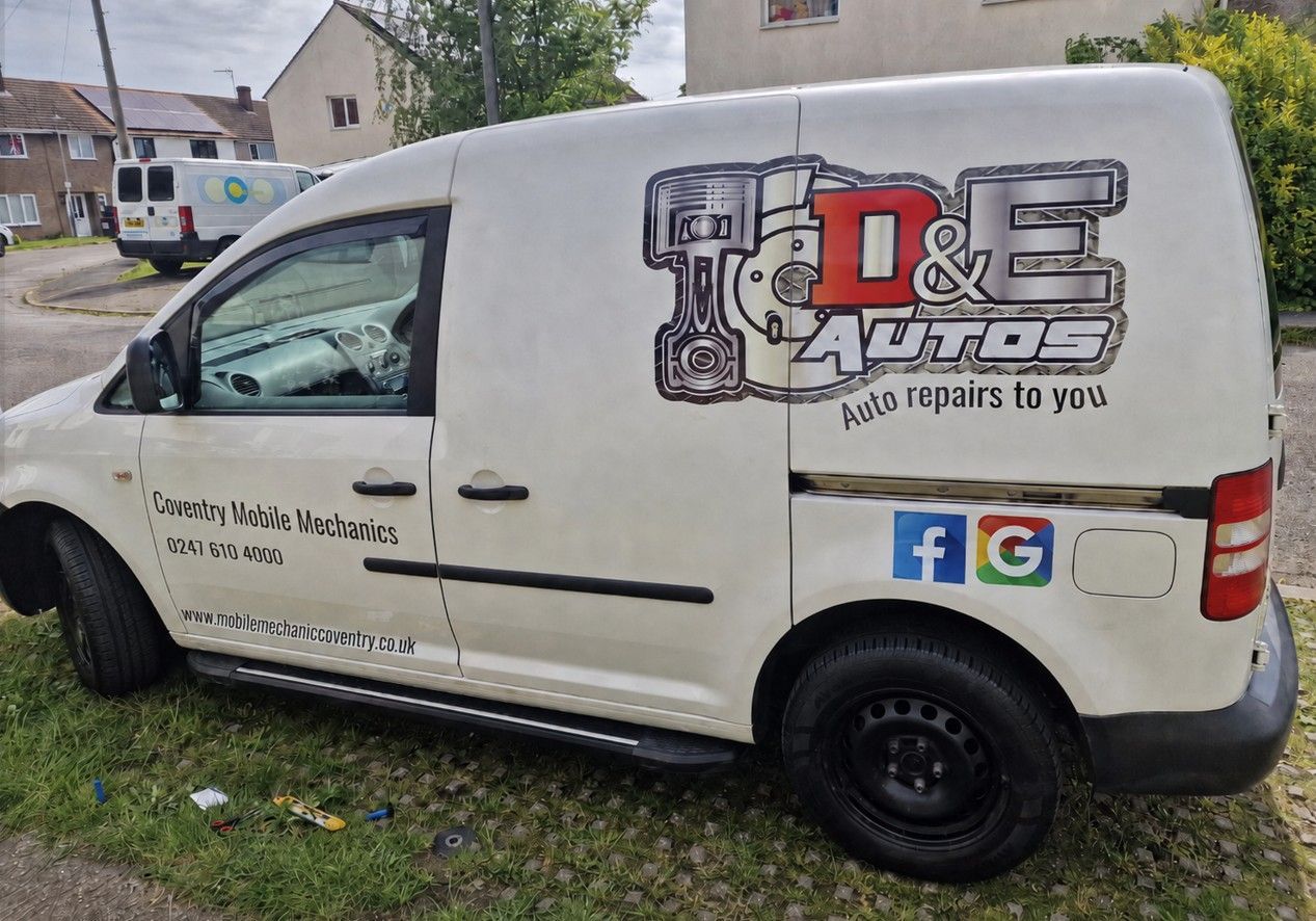 D&E Auto Repairs to You mobile repair vehicle used to get to the areas we cover such as Coventry, Rugby, Kenilworth and Nuneaton