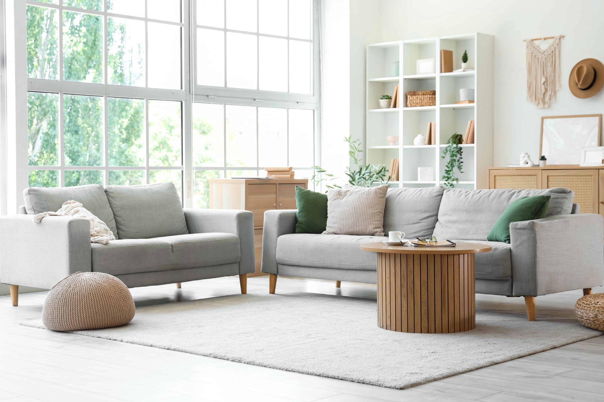 A living room with two couches and a coffee table.