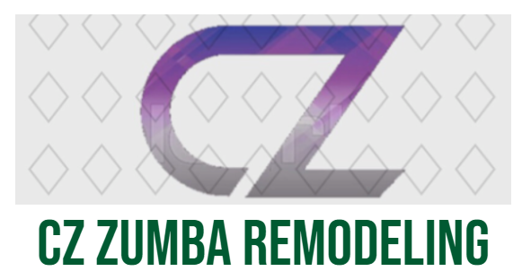 CZ Zumba Remodeling logo with stylized purple and gray CZ letters, green text.
