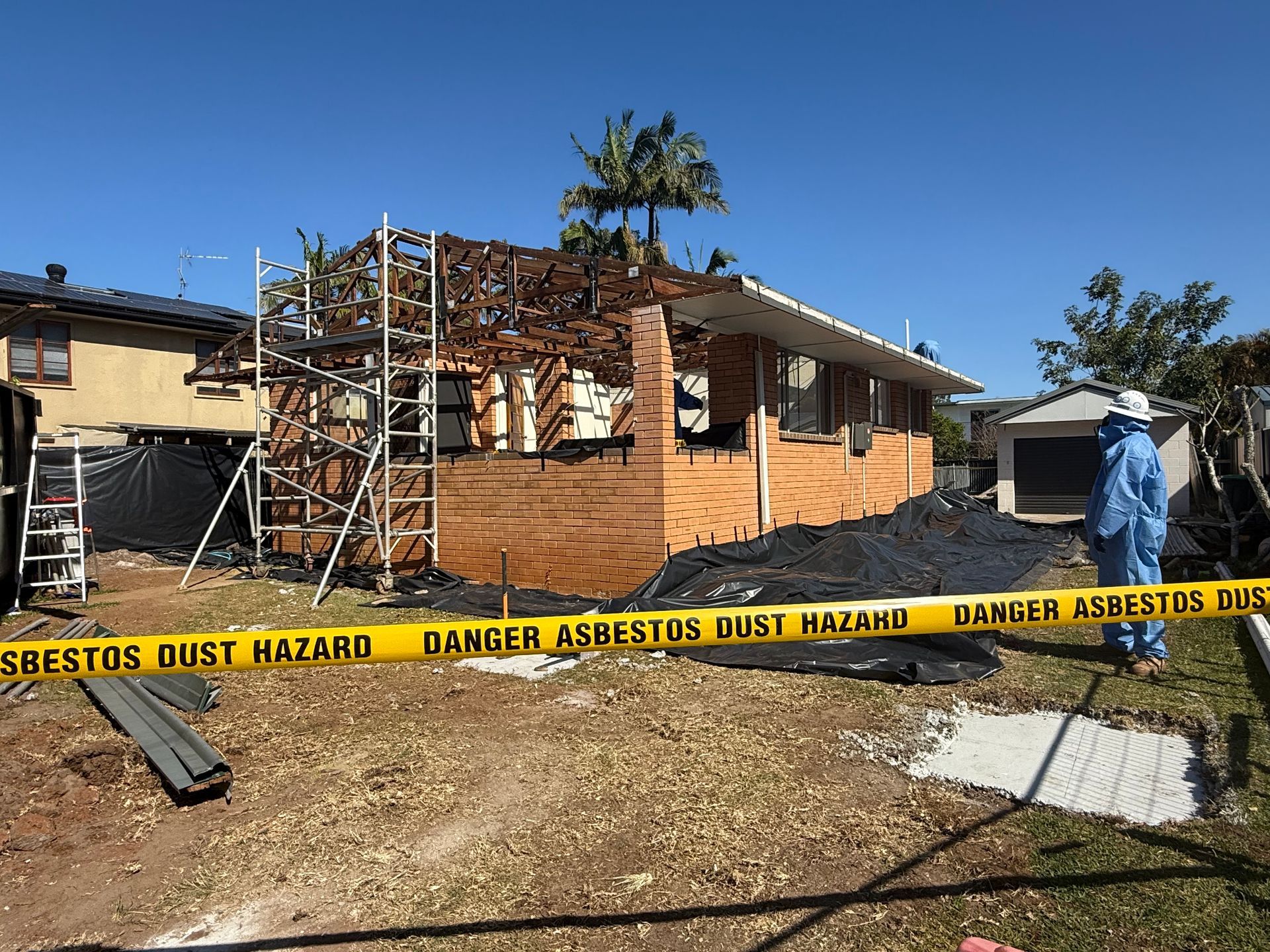 Partially Demolished House with Scaffolding — Lifestyle Demolition In Murwillumbah, NSW