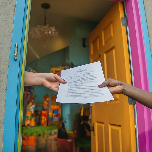 A process server gives a resident legal papers